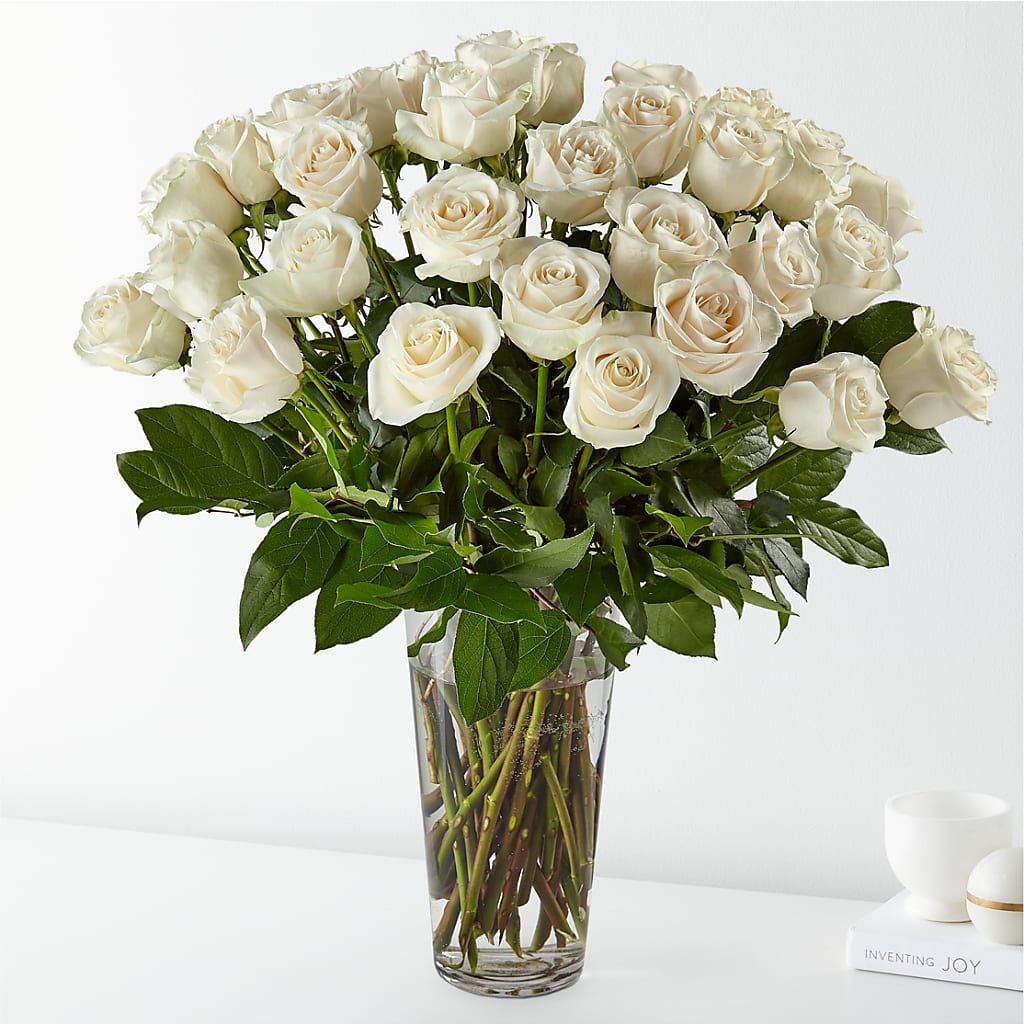 Long Stem White Rose Bouquet – Schoodic In Bloom, Winter Harbor ME