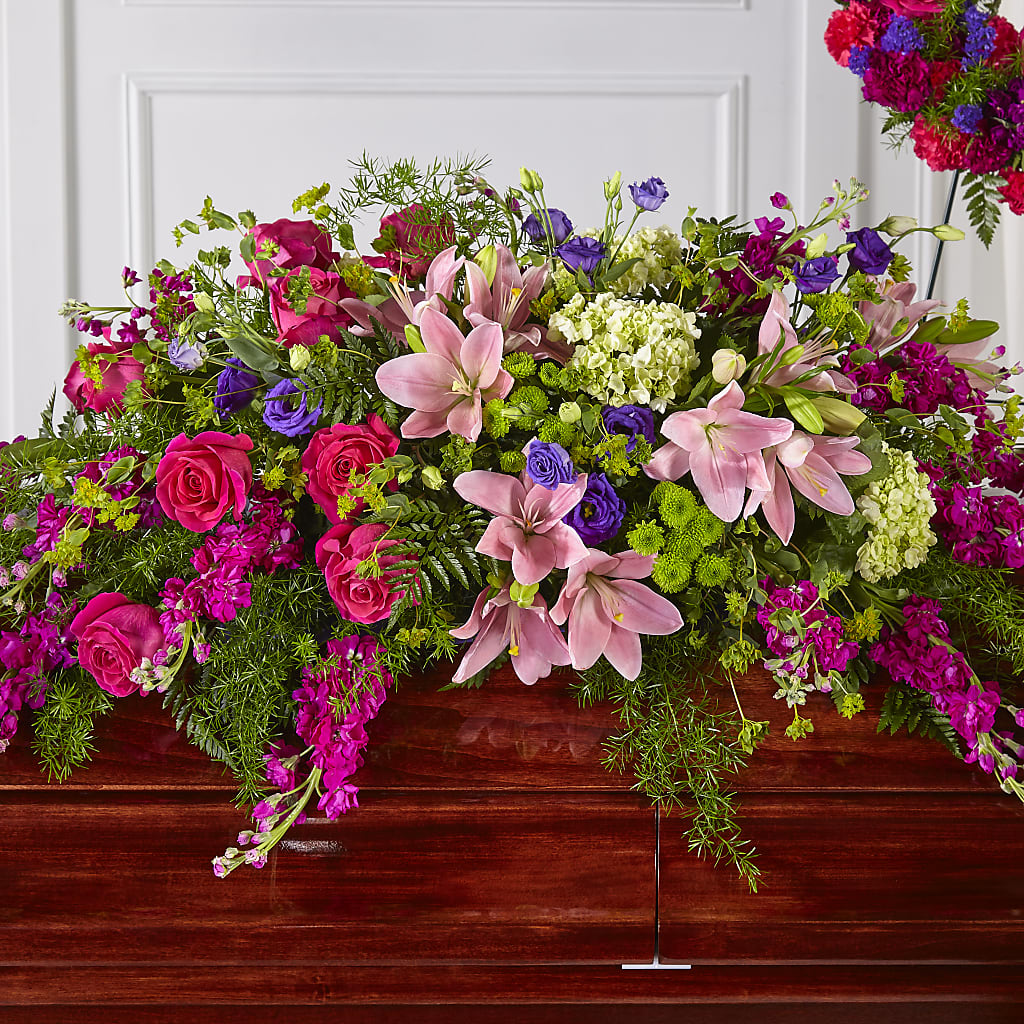 Radiant Tribute Casket Spray – Schoodic In Bloom, Winter Harbor ME