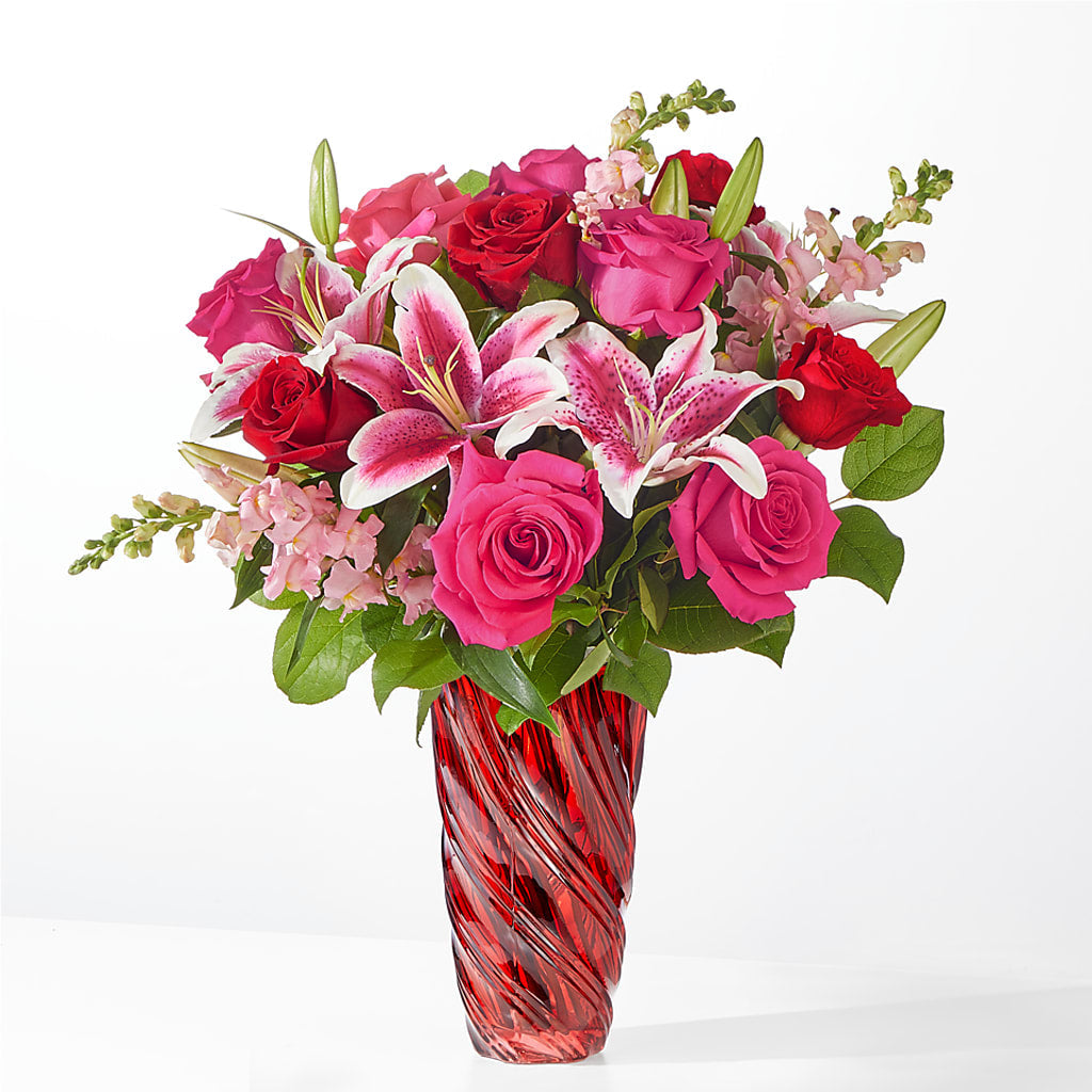Always You Bouquet with Luxe Swirl Vase – Schoodic In Bloom, Winter Harbor ME
