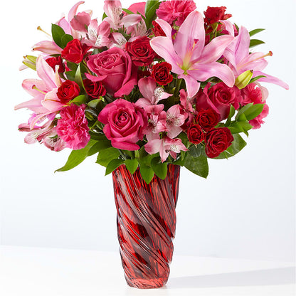 In Love Bouquet with Luxe Swirl Vase –  Schoodic In Bloom, Winter Harbor ME