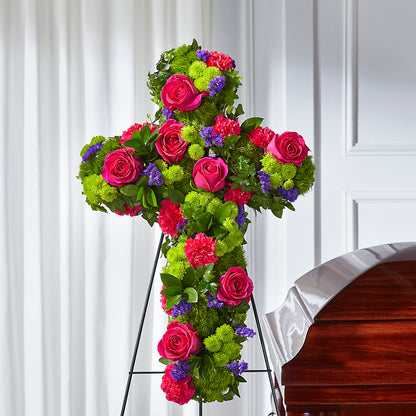 Tribute Rose Floral Cross –  Schoodic In Bloom, Winter Harbor ME