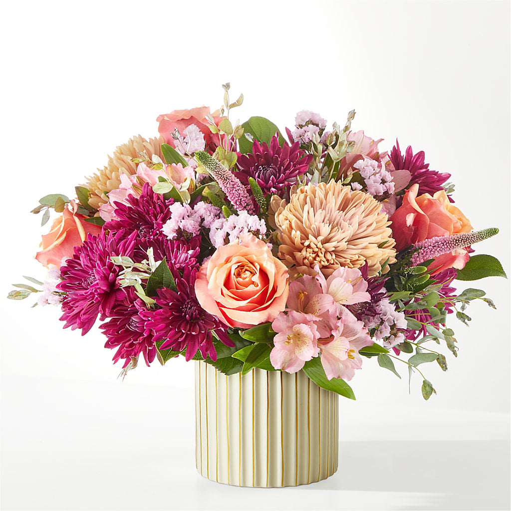 Berry Cobbler Bouquet with Ivory Vase –  Schoodic In Bloom, Winter Harbor ME
